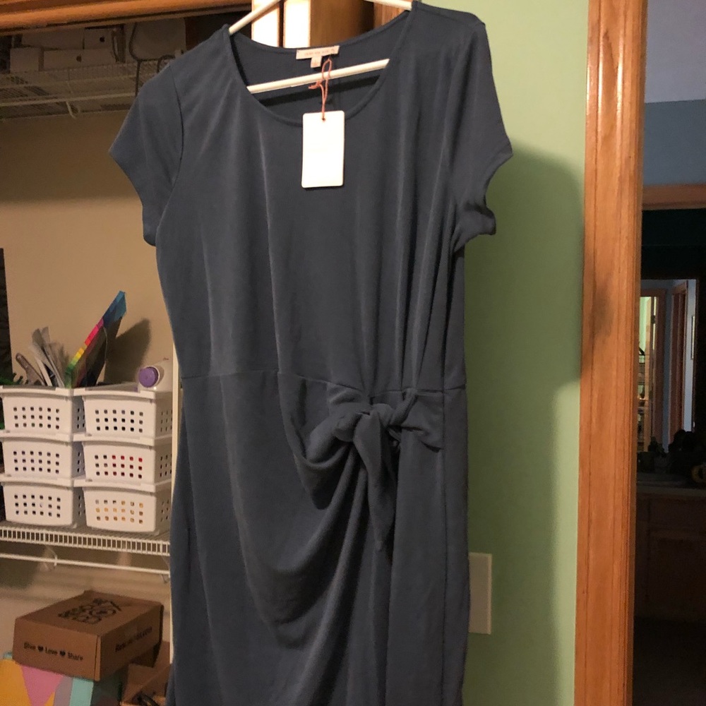 Skies are Blue side twisted ribbed knit dress